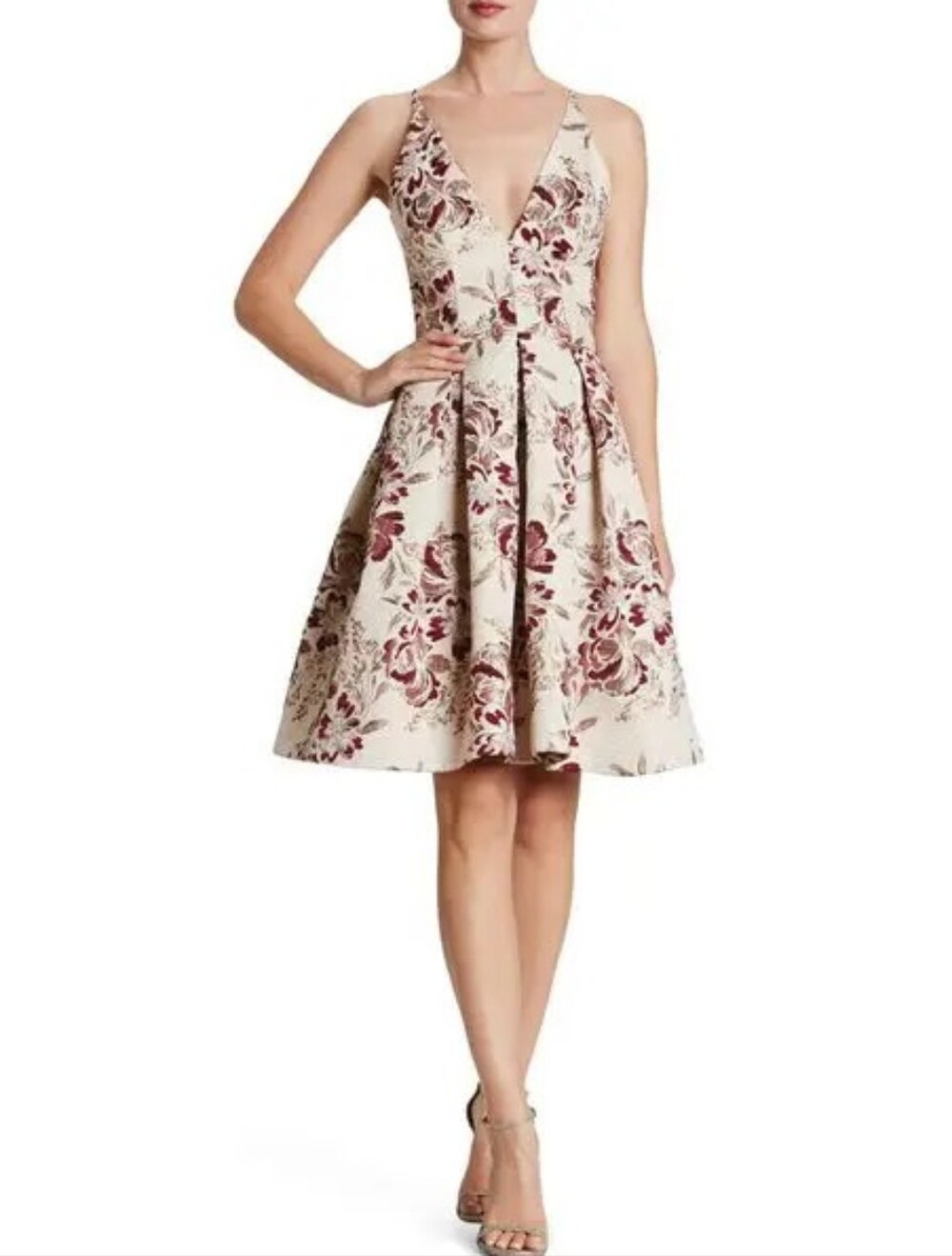 Dress The Population Collette Metallic Jacquard Dress Size Large